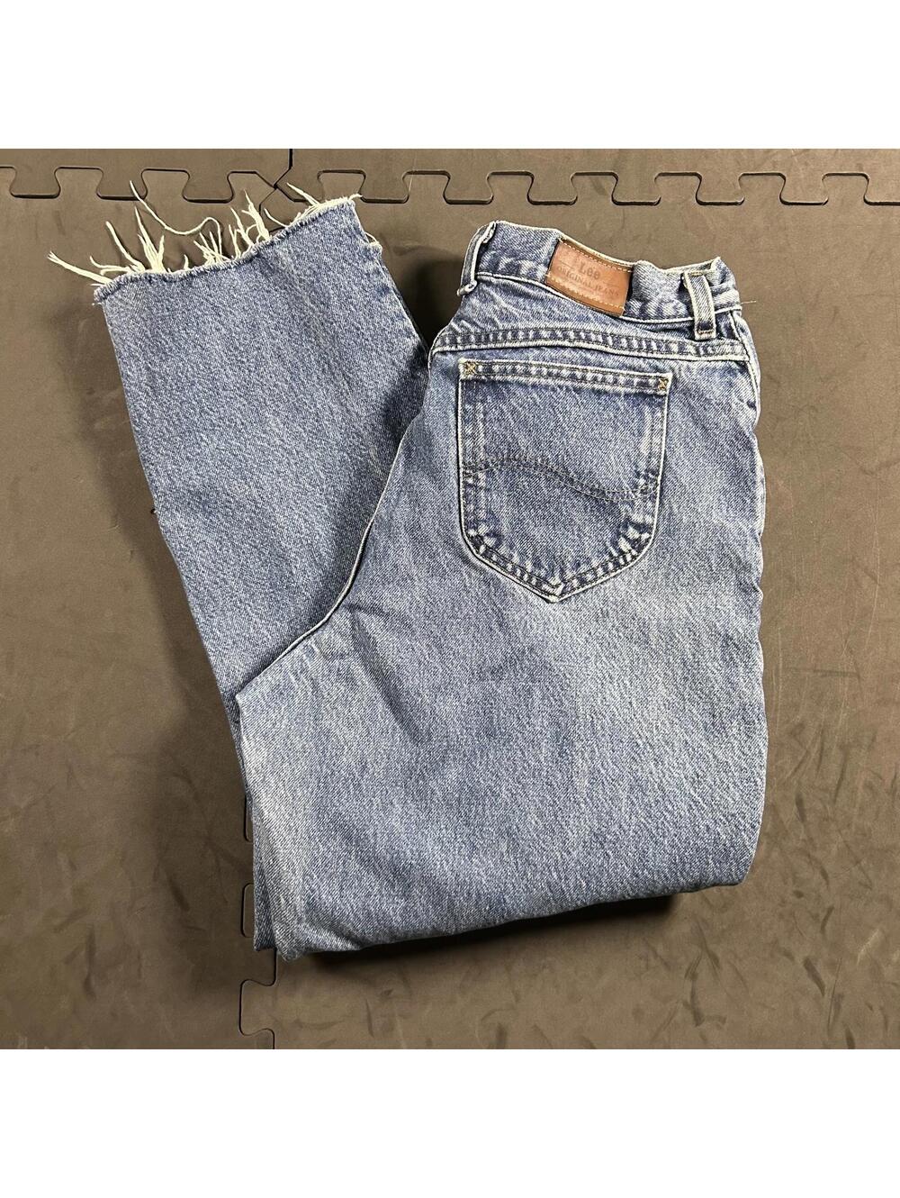 Men's Lee Vintage Blue Denim Jeans with Frayed Hem